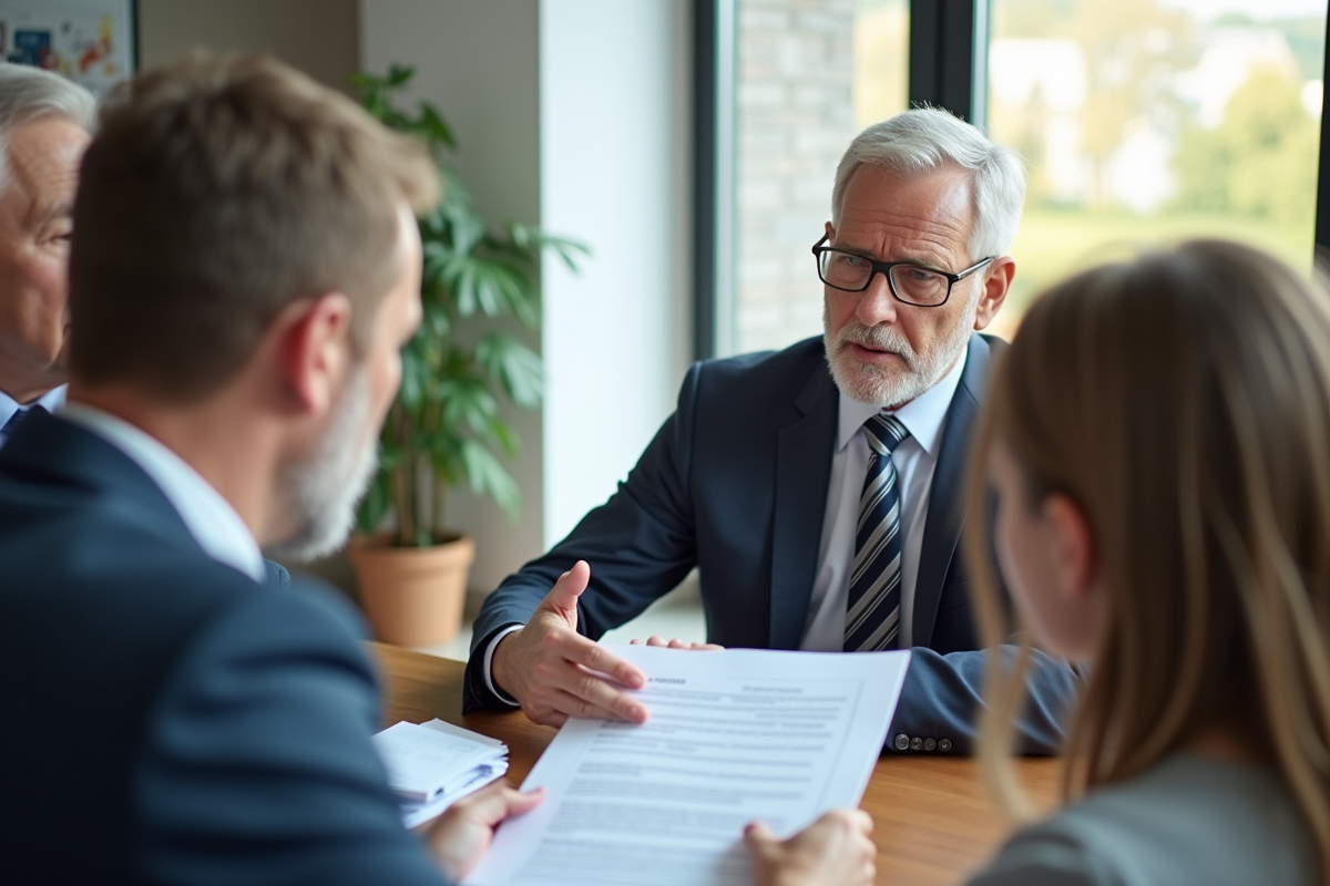 Conseiller financier expliquant des documents à des frères et sœurs