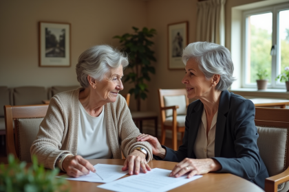 Femme agee et fille lors d'une reunion familiale chaleureuse