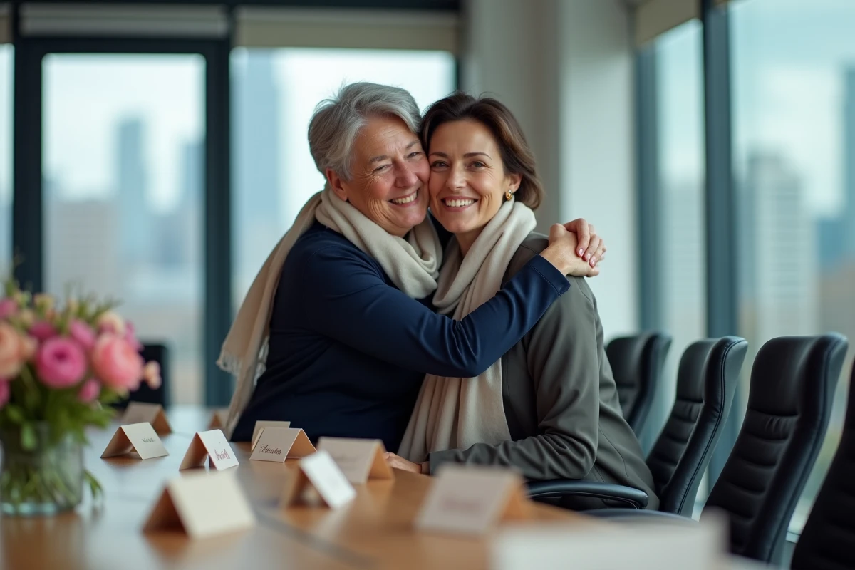 Femme senior souriante en réunion d'entreprise