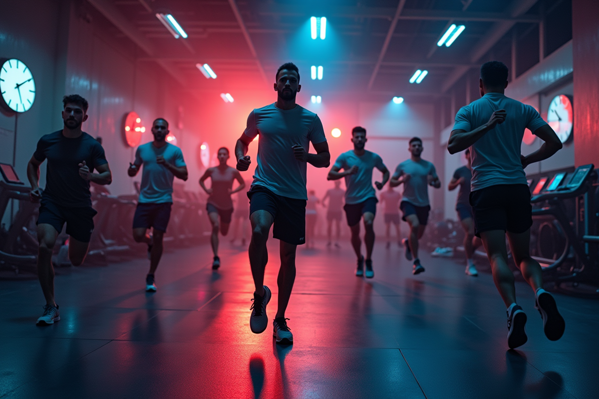 Groupe de personnes faisant un entraînement dynamique en salle de sport
