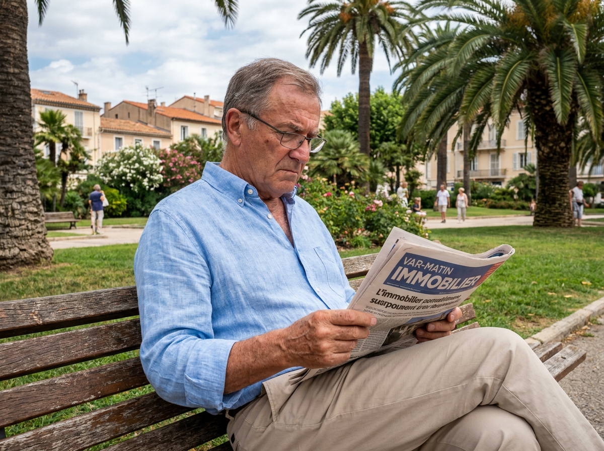 Homme retire lisant annonces dans un parc Hyeres