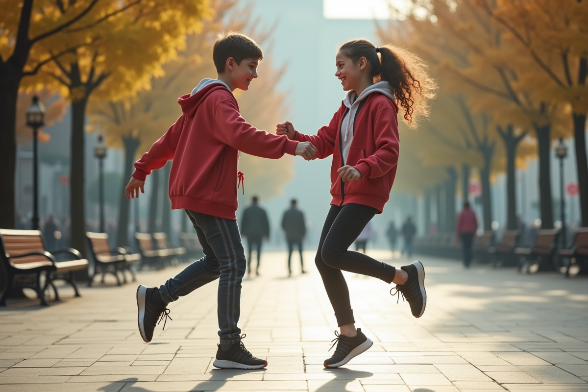 Adolescents pratiquant la salsa en extérieur